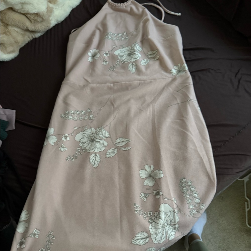 Floral Halter Dress in Pink and White